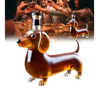 Dachshund Whiskey Decanter | 750ml Lead-Free Glass & Hand-Carved Base (Amber) Pub Decor & Gift-Ready Presentation - Bar Displays to Home Collections