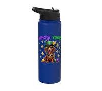 Dachshund Who is Your Dachshund Dad Mardi Gras Stainless Steel Insulated Water Bottle