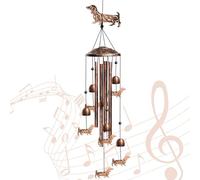 Dachshund Wind Chimes for Outside, Decorative Wind Chimes Dachshund Metal Gifts for Women, Memorial Windchimes Outdoors with S Hook for Patio Garden Decor, Birthday Gifts for Mom Grandma (Copper