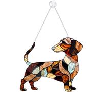 Dachshund Window Hanging Decor Suncatcher, Stain Acrylic Window Ornament, Animal Memorial Gifts, Handcrafted Sun Catchers Decor for Indoor Outdoor Garden (M 12 * 10in)