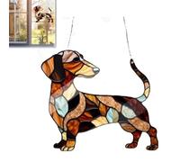 Dachshund Window Hanging, Funny Window Decor, Funny Stained Glass Window Decor, Lovely Unique Dachshund Suncatcher, Dachshund Gifts for Women,Sun Catcher for Window,Pet Loss Gifts (30CM)