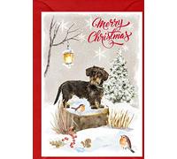 Dachshund Wire-Haired Dog Christmas Card (6" x 4") with matching Envelope by Starprint