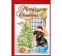 Dachshund Wire-Haired Dog Christmas Card (6" x 4") with matching Envelope by Starprint
