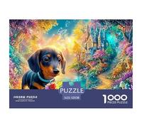 Dachshund with A Flower in A Magical, Colorful Forest 1000Pc Jigsaw Puzzle Fantasy Cute Pet - Premium Quality, Great for Adults & Kids 52x38cm/1000pcs