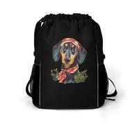 Dachshund with Headband Gym Drawstring Bag with Shoe Compartment
