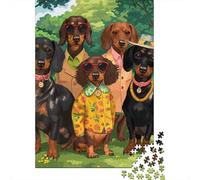 Dachshund Wooden 1000 Pieces Jigsaw Puzzle for Adults Creative Rectangular Puzzle Brain Exercise Challenge Game 1000pcs (75x50cm)