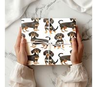 Dachshund Wrapping Paper Sheet - Cute Sausage Dog Gift Wrap for Birthday, Christmas or Pet Lover Gifts - Wiener Dog Design - W67 (White, Medium Sheet - 42 x 58cm / 15.7" x 22.8" inches)
