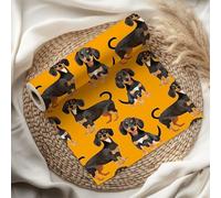 Dachshund Wrapping Paper Sheet - Cute Sausage Dog Gift Wrap for Birthday, Christmas or Pet Lover Gifts - Wiener Dog Design - W67 (Orange, Small Sheet - 30 x 40cm/ 11.8" x 15.7" inches)