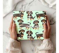 Dachshund Wrapping Paper Sheet - Cute Sausage Dog Gift Wrap for Birthday, Christmas or Pet Lover Gifts - Wiener Dog Design - W67 (Mint, Large - 58 x 85cm / 22.8" x 33.4" inches)