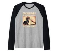 Dachshunds Have Staff Funny Wiener Dog Design Raglan Baseball Tee