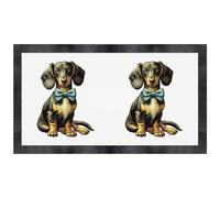 'Dachsund With Blue Bow Tie' Pet Feeding Mat (PM00025737)