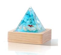 Dachsy Sea Turtle Jellyfish Shark Whale Pyramid Resin Ocean Lamp, Shark Night Light, Conch Starfish Shells Novelty Desk Lamp, Diver Night Light, Unique Gifts for Girlfriend Office Home (B)