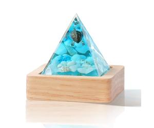 Dachsy Sea Turtle Jellyfish Shark Whale Pyramid Resin Ocean Lamp, Shark Night Light, Conch Starfish Shells Novelty Desk Lamp, Diver Night Light, Unique Gifts for Girlfriend Office Home (A)