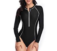 Daci Women Long Sleeve Rash Guard One Piece Swimsuit Zipper Surfing Bathing Suit UPF 50