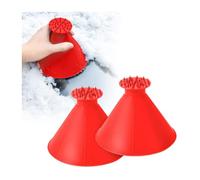 DACINHFB 2 Pack Magical Ice Scraper for Car Windshield for Opel Karl Rocks 2018 2019, Multi-Function Round Cone Ice Scrapers for Car Windows Removal,Red