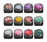 Dacitiery 12 Colours Face Glitter Gel Festival Cosmetic Glitter Sequins Body Glitter Sparkling Decoration Chunky Glitter Beauty Set for Hair Cheeks and Nails