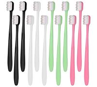 Dacitiery 12 Pieces Extra Soft Toothbrush for Sensitive Gums, Soft Micro-Nano Manual Toothbrush with 20,000 Bristles for Fragile Gums Adult Kid Children (Black, White, Pink, Green)