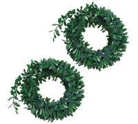 Dacitiery 2Pcs7.5 M 25Ft Fake Garland Foliage Green Leaves Artificial Greenery Vine Plants for Wedding Home Decor Party Wall Craft