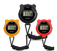 Dacitiery 3 Pcs Sports Stopwatch Timer, Lap Split Digital Stopwatch with Countdown Timer Calendar Clock Alarm, Multi-Function Shockproof Sport Stopwatch for Swimming Running Sports Training