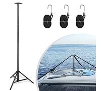 DACK Boat Cover Support Poles Stand with Metal Tripod Base,Pontoon Boat Cover Support System,63 inch Boat Cover Poles Adjustable with 3 Straps(2 PCS)