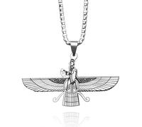 DACKLOONG Ancient Persian Faravahar Pendant Necklace Zoroastrianism Protection Amulet for Men