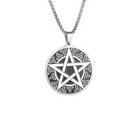 DACKLOONG Archangel Saint Michael Protect Me Shield Pendant Necklace for Men Stainless Steel Religious Protection Amulet Retro Sacred Shield Jewelry Gift with White Gift Box Included