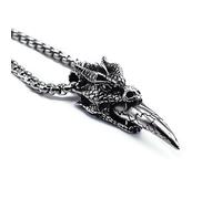 DACKLOONG Dragon Head Wolf Tooth Pendant Necklace for Men Gothic Warrior Totem Amulet Jewelry