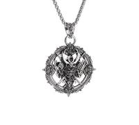 DACKLOONG Gothic Samurai Demon Spinner Necklace for Men, Retro Punk Warrior Pendant with Rotating Dial, Japanese Oni Mask Jewelry, Individual Demon Charm with White Gift Box