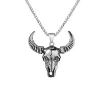 DACKLOONG Gothic Satanic Baphomet Ram Skull Pendant Necklace Punk Rock Demon Bull Head Amulet for Men