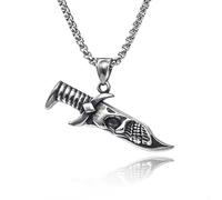 DACKLOONG Gothic Skeleton Dagger Pendant Necklace for Men Punk Rock Skull Sword Amulet Jewelry