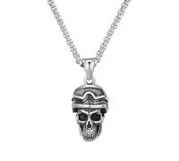 DACKLOONG Gothic Snake Skull Pendant Necklace for Men Punk Rock Serpent Protection Amulet