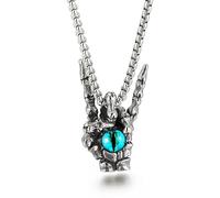 DACKLOONG Hand of Victory Pendant Necklace for Men Gothic Hamsa Eye with Tiger Eye Stone Amulet