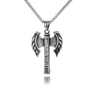 DACKLOONG Nordic Viking Double Axe Pendant Necklace Vintage Warrior Battle Axe Amulet