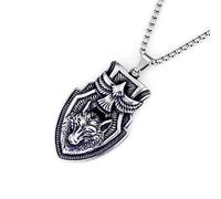 DACKLOONG Nordic Viking Guardian Wolf Head Pendant Necklace Vintage Wolf Totem Amulet