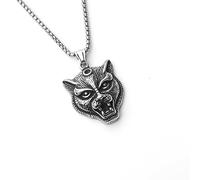 DACKLOONG Punk Rock Leopard Head Pendant Necklace for Men Vintage Panther Animal Amulet