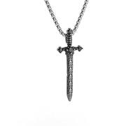 DACKLOONG Retro Pattern Black Stone Sword Pendant Necklace for Men Women Vintage Dagger Blade Necklace Alloy Goth Punk Streetwear Accessory Amulet Jewelry Gift with Premium White Gift Box