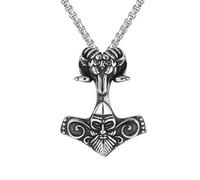 DACKLOONG Retro Viking Celtic Knot Ram Head Pendant Necklace Gothic Aries Sheep Skull Amulet for Men