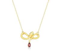 DACKLOONG S925 Silver Gold Plated Snake Pendant Necklace with Garnet Stone, Chinese Inspired Unique Jewelry, Bold Statement Accessory for Women’s Daily Outfits, Parties, and Special Occasions