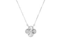 DACKLOONG S925 Sterling Silver Laser Four Leaf Clover Pendant Necklace for Women - Light Luxury Unique Small Design High-End Choker Ins Style Jewelry