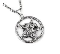 DACKLOONG Viking Wolf Pentagram Pendant Necklace for Men Nordic Wolf Totem Amulet Jewelry