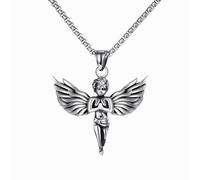 DACKLOONG Vintage Angel Wings Feather Pendant Necklace Gothic Guardian Wing Amulet for Men