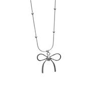 DACKLOONG Vintage Bowknot Beaded Necklace for Women, Retro Aesthetic Pearl Link Chain Choker, Sweet Cool Style Girl Streetwear Jewelry