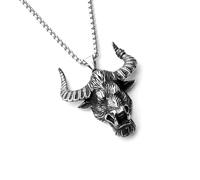 DACKLOONG Vintage Bull Horn Head Pendant Necklace for Men Punk Rock Bull Totem Amulet