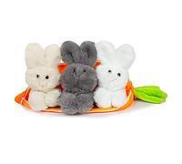 Dacnod Easter Ornament Three Bunnies Carrot Purse for Children Zip Up Carrot Rabbits Wallets Easter Decoration