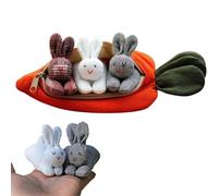 Dacnod Easter Ornament Three Bunnies Carrot Purse for Children Zip Up Carrot Rabbits Wallets Easter Decoration