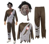 Dacnod Zombie Costume for Adults 3Pcs Men Horror Scary Walking Dead Costume with Zombie Mask for Halloween Cosplay Fancy Dress Outfits