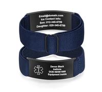 Dacomfy Personalised Medical Alert Bracelet, Custom Engraved Medical ID Wristband for Diabetes Allergy Epilepsy, ICE Emergency Bracelet for Men Women (Style 2-Blue)