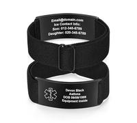 Dacomfy Personalised Medical Alert Bracelet, Custom Engraved Medical ID Wristband for Diabetes Allergy Epilepsy, ICE Emergency Bracelet for Men Women (Style 2-Black)