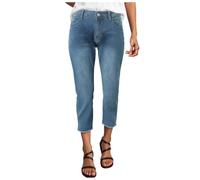 DACONGMING Cropped Jeans for Women UK 3/4 Trousers Pull On Stretch Jeans High Waisted Skinn Hem Washed Straight Leg Capri Pants Denim Cropped Jeans Crop Jeggings Capris