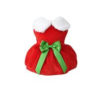 DACONGMING Dog Christmas Costume, Warm Cute Dog Dress, Puppy Skirt, Beautiful Elegant Pet Christmas Costume for Chihuahua, Poodle, French Bulldog and Other Small Dogs (Green #1, S)